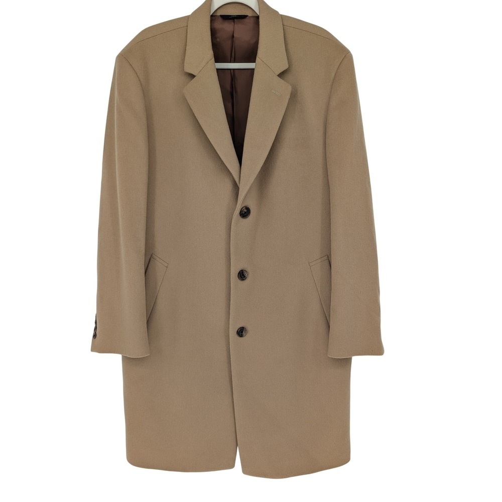 Brooks Brothers 346 Overcoat Mens 42R Camel Wool Cashmere Blend 3-Button Coat